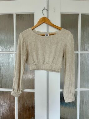 🤎 Mimz Oatmeal Cropped Long-Sleeve Top